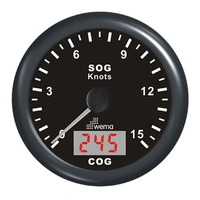 WEMA GPS knopmåler m/kompass, sort 0-15 knop
